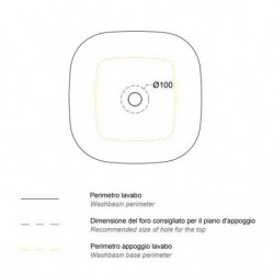 Lavabo d'Appoggio 45xh13,5 cm EASY Quadro in Ceramica Bianco Lucido