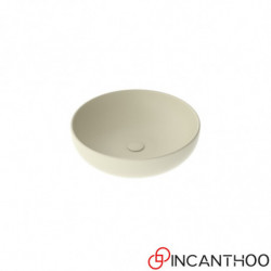 Lavabo a Bacinella - Diametro 45 cm - Color Crema Delicato |In Ceramica| Da Appoggio - Interamente Smaltato