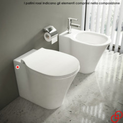 WC a Terra Filo Muro CONNECT AIR| Senza Brida - Senza Sedile Coprivaso - in Ceramica - Colore Bianco Lucido