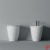 Coppia Sanitari Wc + Bidet a Terra Filo Muro FORM - Senza Brida - Senza Copri WC - In Ceramica Bianca
