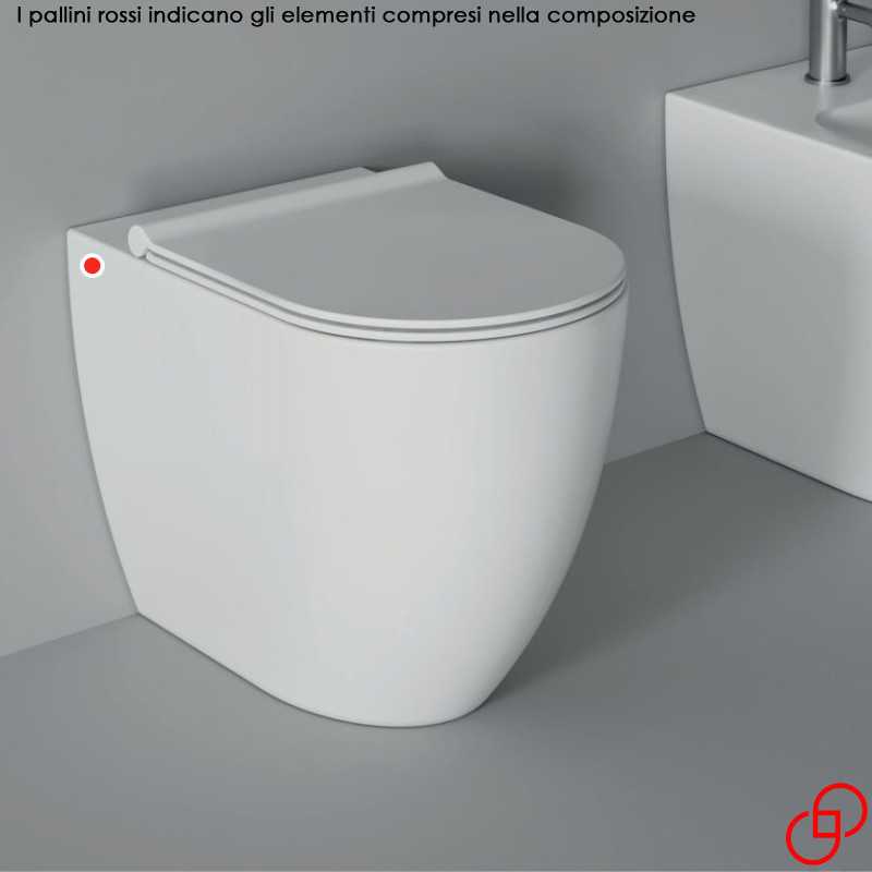 WC a Terra Filo Muro FORM - Senza Brida - Senza Sedile Coprivaso - Per Installazione a Muro - In Ceramica