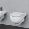Vaso WC NUVOLA Sospeso con Coprivaso Termoindurente - Chiusura Rallentata - Ceramica Bianca - Design Contemporaneo
