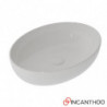 Lavabo d'Appoggio 55xh13,5 cm - EASY - Ovale in Ceramica Bianco Lucido - Smaltato sui Lati