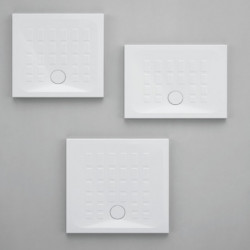 Piatto Doccia 90x90xH4 cm| Bianco in Ceramica - Superficie Con Decorazione Geometrica Antiscivolo - Cube - Ceramica Azzurra