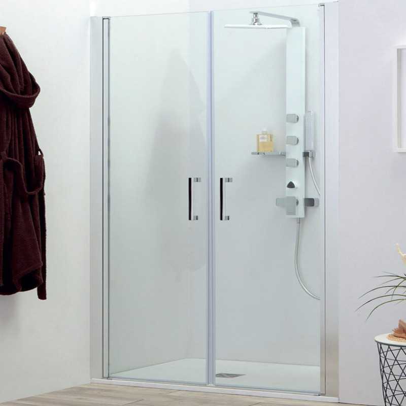 Porta doccia per nicchia da 70 cm apertura saloon in cristallo trasparente  da 6 mm