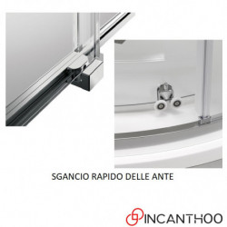 Doccia Angolo cm 70 x 155 cm - In Cristallo 8mm - Con Porta Scorrevole - H200 cm - Sgancio Rapido