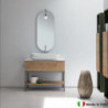 Composizione Mobile Bagno COMPAB da 96 cm - Made in Italy - Color Legno Naturale - Lavabo In Ceramica e Piano In Mineralguss
