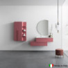 Composizione Mobile Bagno COMPAB da 105+105 cm - Asimmetrica - Made in Italy - Color Peonia - Lavabo In Ceramica Bianco Lucido