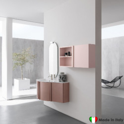 Composizione Mobile Bagno COMPAB da 106 cm| Made in Italy - Colore Petalo Rosato e Malva - Lavabo Consolle In...