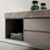 Composizione Mobile Bagno COMPAB da 156 cm - Made in Italy - Grigio Fumo - Lavabo Incasso Soprapiano Ceramica - Piano In Legno