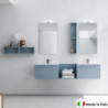 Mobile Bagno COMPAB da 171 cm - Made in Italy - Azzurro Canna Da Zucchero - Lavabo Consolle In Mineralguss Bianco Lucido