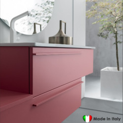 Mobile Bagno COMPAB da 105+105 cm - Asimmetrico - Made in Italy - Color Peonia - Lavabo Consolle In Ceramica Bianco...