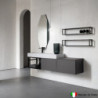Mobile Bagno COMPAB da 181 cm - Made in Italy - Grigio Peltro - Effetto Sabbiato| Lavabo Consolle In Mineralguss