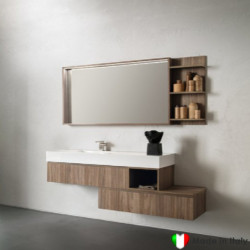 Mobile Bagno COMPAB Installazione Asimmetrica da 176 cm - Made in Italy |Colore Legno - Piano+Vasca Integrata In...