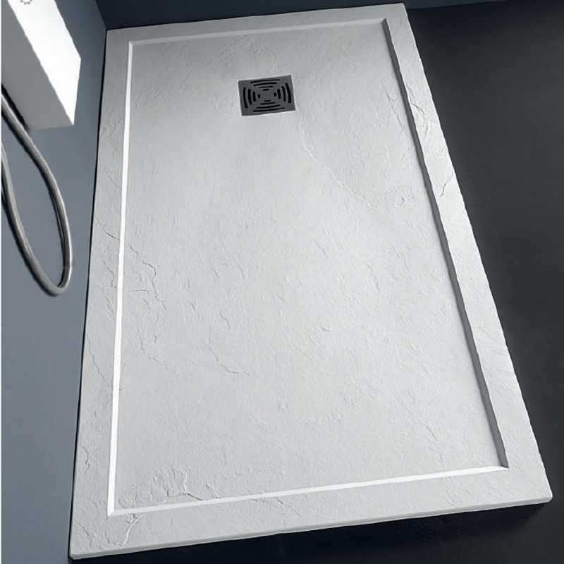 Piatto Doccia 72x90xh3,3 cm Bianco con Bordo | Piletta di Scarico Inclusa