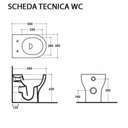 WC con Sedile Soft Close PRATICA - Ceramica - Colore Bianco - Installazione a Terra - Forme Arrotondate