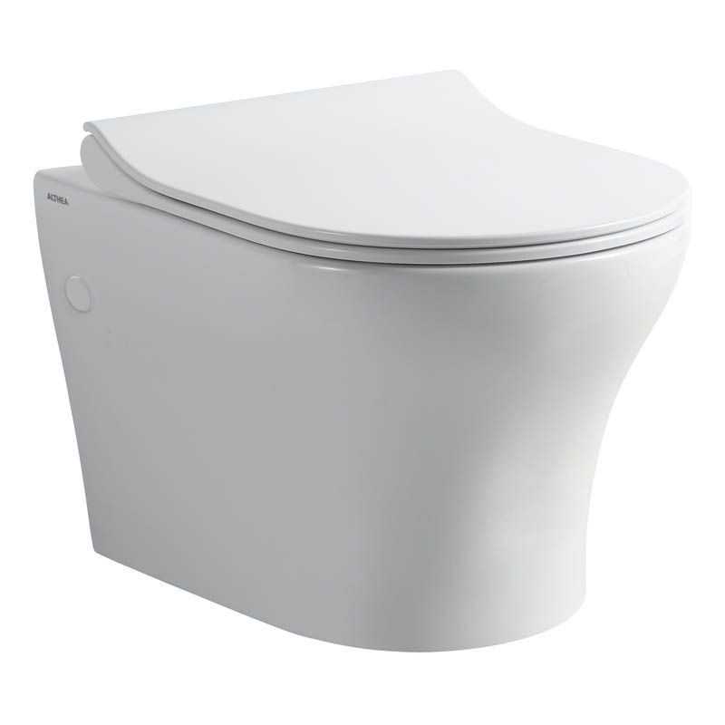 WC con Sedile Soft Close SOLI RIMLESS ALTHEA - Ceramica - Colore Bianco - Estetica Moderna - Installazione Sospesa |