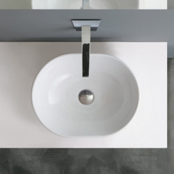 Lavabo da Appoggio 45x35xh16 cm Ovale ALTHEA - Ceramica Bianco Lucido  - Senza Foro Troppopieno