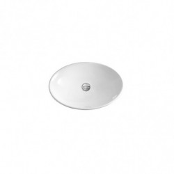 Lavabo da Appoggio PONS 62x44.5xh12 cm - Ovale - ALTHEA - Ciotola in Ceramica Bianco Lucido - Senza Foro Troppopieno