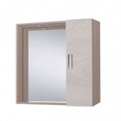 Specchio Contenitore Con 1 Anta + Faretto Led Cromato - 63x60x16 cm - 1 Ante Con Maniglia - Colore Olmo Bianco