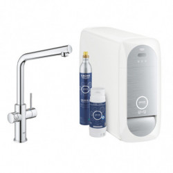 GROHE Blue Home - Kit per Generare Acqua Filtrata e Refrigerata e Frizzante dal Rubinetto di Casa - Bocca a L 31454001