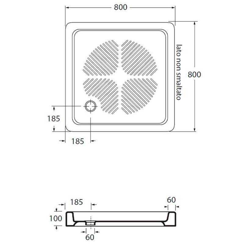 Piatto doccia, 800x800 mm, bianco 