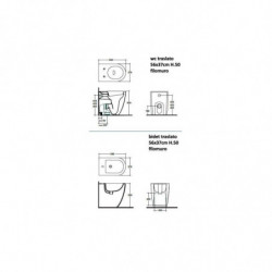 WC Traslato COVER XL Installazione Filomuro + Sedile| Ceramica - Colore Bianco
