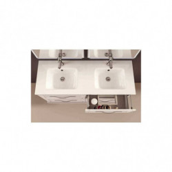 Mobile Bagno Tiffany |75 cm Sospeso| Bianco Opaco| Base 2 Cassettoni - Lavabo in Ceramica