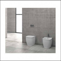 WC Installazione Filomuro + Sedile Termoindurente| Mod. GENESIS Ceramica - Colore Bianco