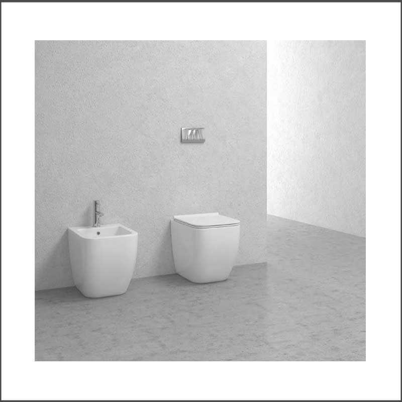 WC Installazione Filomuro + Sedile Termoindurente Soft Close Slim -Mod. LEGEND - Ceramica - Colore BIANCO