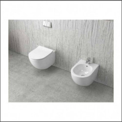 WC Sospeso New Luna + Sedile Termoindurente Soft Close Slim| Ceramica - Colore Bianco