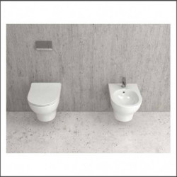 WC Sospeso ELIOS con Sedile Termoindurente Soft Close SLIM| Ceramica - Colore Bianco
