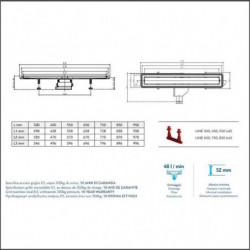 Sistema di Drenaggio CONFLUO PREMIUM LINE INOX | Piletta a canala | installazione a pavimento | 750 mm