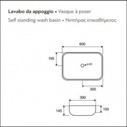 Lavabo d'Appoggio 60x39xh10 cm - Tondeggiante - Nero Opaco