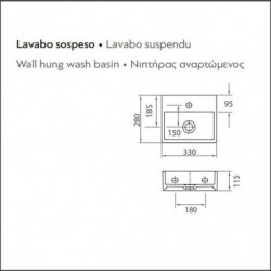 Lavabo Sospeso 33x28xh15 DAPHNE | In Ceramica - Con Foro Troppopieno