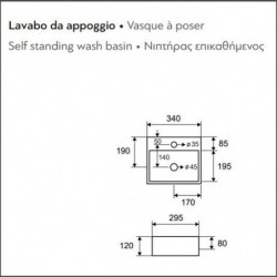Lavabo d'Appoggio 34x29,5x12 cm Squadrato - Ceramica Bianco