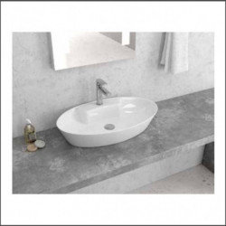 Lavabo d'Appoggio Ovale - 61x36,5xh12 cm - Ceramica Bianco