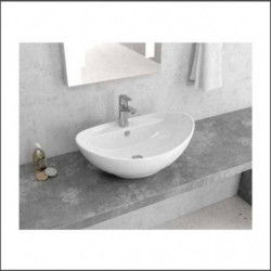 Lavabo d'Appoggio 59x39xh21 cm Ovale - Ceramica Bianco