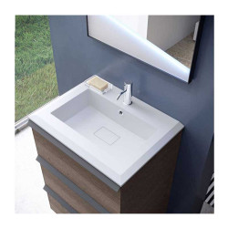 Mobile Bagno Cubo, 60 cm A Terra, Spatolato Bianco