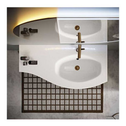 Mobile Bagno Vague|70 cm Sospeso|Rovere Sbiancato| Base 2 cassetti - Lavabo in Resina