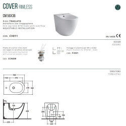 Coppia sanitari Traslati COVER XL Installazione Filomuro + Sedile + Bidet | Ceramica - Colore Bianco