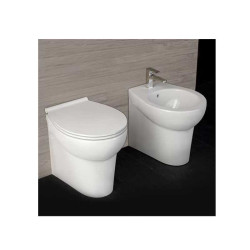 WC OVAL a Terra + Sedile Termoindurente Soft Close - Colore Bianco Lucido