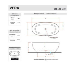 Vasca Freestanding Vera - Treesse - 150x72xH55 CM - BIANCA
