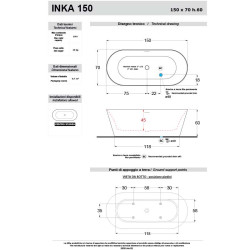 Vasca Freestanding Inka - Treesse - 150x70xH60 CM - BIANCA