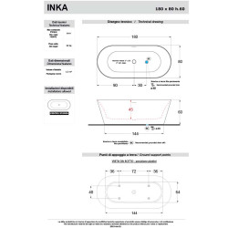 Vasca Freestanding Inka - Treesse - 180x80xH60 CM - BIANCA