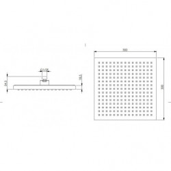 Soffione Quadrato in ABS Cromato Petalo 30Q- 300x300x15 mm - Anticalcare