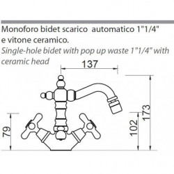 Miscelatore Monoforo Bidet OXFORD - Stile Retrò - Con Scarico automatico 1"1/4"