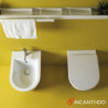 Coppia Sanitari WC + Bidet Filo Muro a Terra FLUT | Scarico Smart Clean - Copriwc a Sgancio Rapido