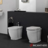 Coppia Sanitari TIME Filo Muro a Terra Design Elegante - Sedile Avvolgente Soft Close - WC con Scarico a Parete