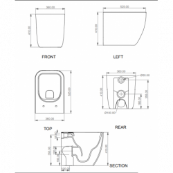 Vaso Filo Muro BRIO a Terra con Sedile Soft Close - Chiusura Silenziosa Rallentata - WC con Sistema di Scarico Smart Clean